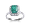 1.30 carat Emerald cut Natural Emerald and Diamond Engagement Ring Unique Gift for her