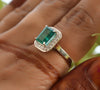 1.30 carat Emerald cut Natural Emerald and Diamond Engagement Ring Unique Gift for her