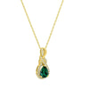 1.30 carat Infinity Teardrop Natural Emerald Pendant with Diamond Accents in 14K gold