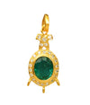 9.50 carat Royal Green Natural Emerald Necklace Diamond Accent Oval Pendant in 14k Gold