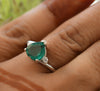 2 carat Heart Shape Natural Emerald and Diamond Ring 14k gold Emerald Engagement Ring