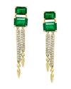 4.30 carat Emerald cut Emerald Natural Emerald And Diamond Dangle Earrings in 14k Gold