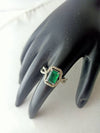 3.20 Carats Natural Emerald Twisted Emerald And Diamond Engagement Ring