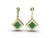 1.10 carat Round Natural Emerald Cluster Earrings with Diamond Halo Gold Contemporary Square Design
