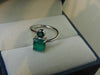 Double Emerald Open Ring in 14k Gold – Square & Round Cut Green Gemstone Band
