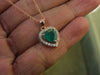 2.20 carat Natural Emerald Heart Pendant in Gold with Diamond Accents Elegant Gift for Her