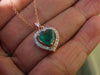 2.20 carat Natural Emerald Heart Pendant in Gold with Diamond Accents Elegant Gift for Her