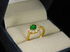 Round Natural Emerald and Diamond Halo Engagement Ring in 14K Gold Handmade Fine Gold Jewelry