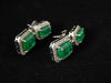 Emerald Cut Natural Emerald Dangle Earrings 18k Gold Art Deco Diamond Drop