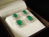 Emerald Cut Natural Emerald Dangle Earrings 18k Gold Art Deco Diamond Drop