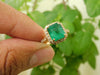 Emerald Cut Natural Emerald &amp; Diamond Halo Promise Ring in 14K Gold 4.20 Carats Fine Jewelry