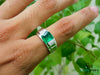 Men's Emerald and Diamond Wedding Band Ring, 18k Gold, May Birthstone