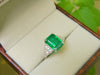 Emerald Cut Natural Emerald & Diamond Statement Ring in 14K Gold Minimalist Fine Jewelry