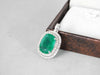 Cushion Cut Natural Emerald and Diamond Halo Pendant in 14K Gold Elegant Birthstone Jewelry
