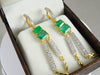 4.30 carat Emerald cut Emerald Natural Emerald And Diamond Dangle Earrings in 14k Gold