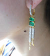 4.30 carat Emerald cut Emerald Natural Emerald And Diamond Dangle Earrings in 14k Gold