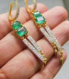 4.30 carat Emerald cut Emerald Natural Emerald And Diamond Dangle Earrings in 14k Gold