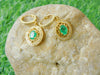 14K Gold Oval Shape Natural Emerald Diamond Dangle Earrings Vintage Style Women Earring