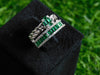 0.90 carat Natural Emerald Baguettes And Diamond Double chain Band Engagement Ring