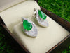 6.20 carat Pear Shaped Natural Emerald and Diamond Leaf Earrings in 14K Gold