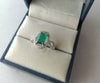 3.20 Carats Natural Emerald Twisted Emerald And Diamond Engagement Ring