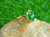 Oval shape Natural Emerald Cabochon with Diamond Band 18K Gold Ring 5 carat wedding Gift Ring
