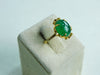 Oval shape Natural Emerald Cabochon with Diamond Band 18K Gold Ring 5 carat wedding Gift Ring