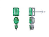 Emerald Cut , Pear Oval Three-Tier Natural Emerald Drop Earrings in 14K Gold