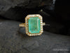4.50 Carat Natural Emerald and Diamond Halo Ring in 14K Gold Emerald Cut Engagement Ring
