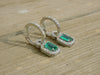 Elegant Emerald cut Natural Emerald Halo Drop Earrings in 14K Yellow Gold Geometric Design