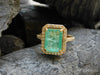 4.50 Carat Natural Emerald and Diamond Halo Ring in 14K Gold Emerald Cut Engagement Ring