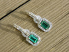 Elegant Emerald cut Natural Emerald Halo Drop Earrings in 14K Yellow Gold Geometric Design