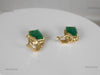 Emerald Cut Natural Emerald 14k Gold Dangle Earrings Diamond Halo Women Earring