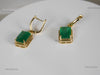 Emerald Cut Natural Emerald 14k Gold Dangle Earrings Diamond Halo Women Earring