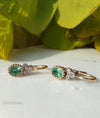 2.10 carat Oval Natural Emerald Dangle Earrings with Diamond Cluster 14K Gold Gift for Her