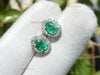 1.80 carat Natural Emerald Oval Halo Stud Earring with Screw Back Closure
