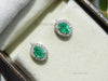 1.80 carat Natural Emerald Oval Halo Stud Earring with Screw Back Closure