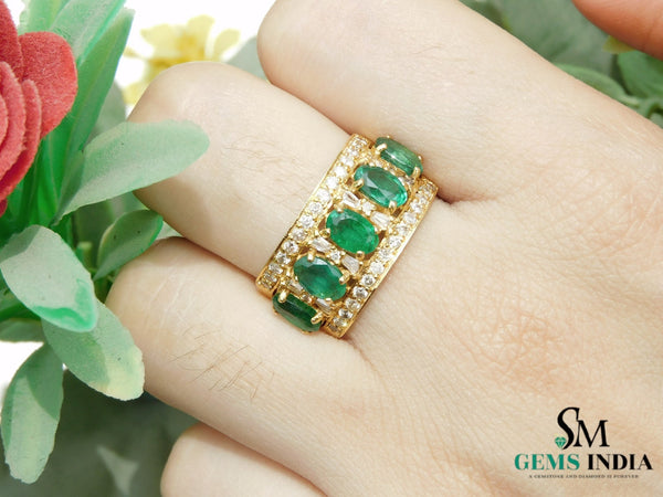 Oval Shape Women Engagement Ring Gold Statement Cocktail Ring For Women