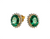 Oval shape Natural Emerald Halo Stud Earrings in 14k Gold with Diamond Accents