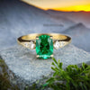 1.20 carat Oval Cut Natural Emerald and Diamond Trio Ring for Women Engagement Ring