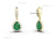 2.40 Carat Pear Shaped Natural Emerald Halo Earrings Fine Gold Drop Earrings for Women in 18k Gold