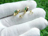 Natural Emerald Teardrop Halo Stud Earrings in 14k gold Fine Gold Jewelry
