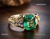 2.80 carat Octagon Natural Emerald And Diamond Engagement Ring in 18k gold Gift For Her