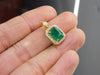 Emerald Cut Natural Emerald and Diamond Halo Pendant in 14K Gold Elegant Birthstone Jewelry