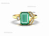 4.10 carat Modern Emerald cut Natural Emerald & Diamond Asymmetric Promise Ring in 14KGold
