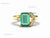 4.10 carat Modern Emerald cut Natural Emerald & Diamond Asymmetric Promise Ring in 14KGold