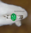 1.20 carat Oval shape Natural Emerald and Diamond Split Shank Ring in 14k Gold Gift for her