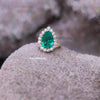 3.50 carat Pear Shape Natural Zambian Emerald And Diamond Engagement Ring in 14k Solid Gold Fine Jewelry