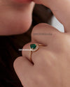 1.10 carat Pear Shape Natural Emerald And Diamond Engagement Ring in 14k Solid Gold Minimalist Fine Jewelry