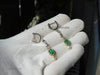 Oval cabochon Emerald Halo Dangle Earrings in Gold with Pearl Drop Elegant Gift for Her